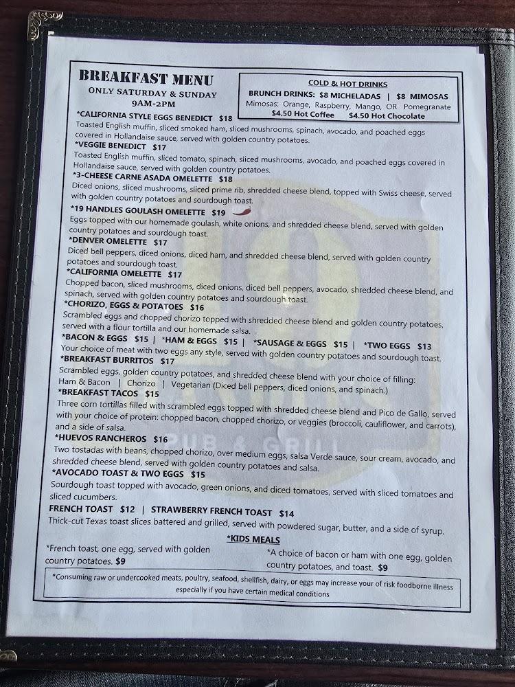 19 Handles Pub & Grill Menu image 3